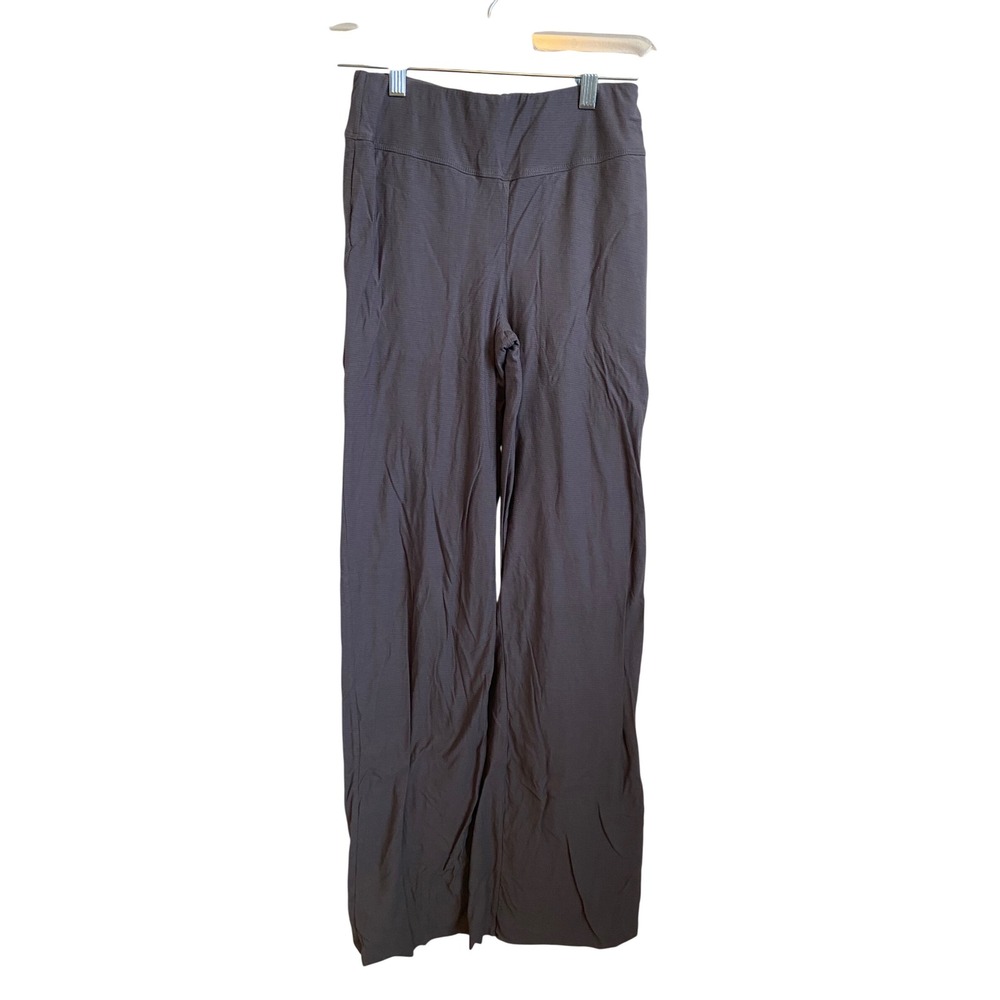 Lunya Charcoal Grey Ribbed High Rise Wide Leg Lounge Pants XS Made in USA
